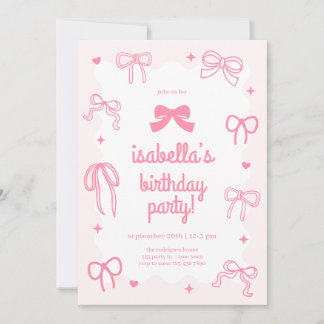 Pink Fun Coquette Bow Birthday Invitation Einladung