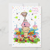 Pink FUN Cupcake Happy Birthday Invitation  Einladung (Vorderseite)