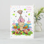 Pink FUN Cupcake Happy Birthday Invitation  Einladung (Stehend Vorderseite)