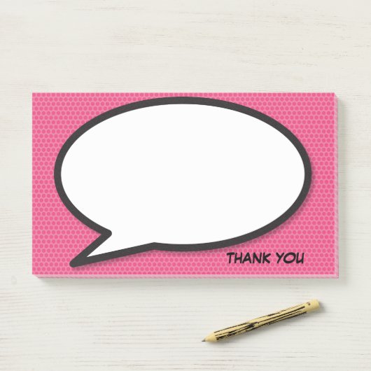 Pink Fun Danke Comic Book Speech Blase Post-it Klebezettel (Auf Schreibtisch)