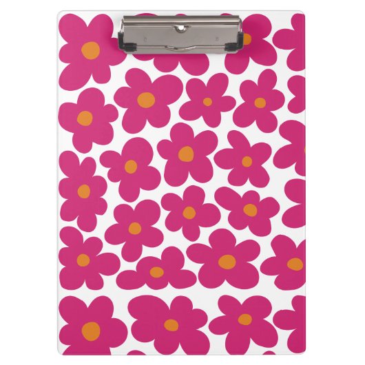 Pink Fun Floral Muster Klemmbrett (Vorderseite)