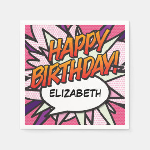 Pink Fun HAPPY BIRTHDAY Personalisiert Serviette