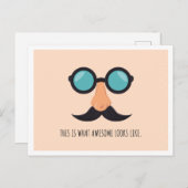 Pink Fun Man mit Brille Postkarte (Vorne/Hinten)