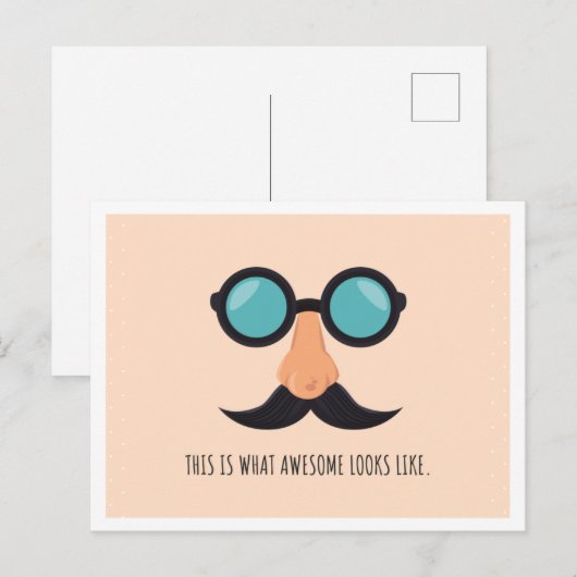 Pink Fun Man mit Brille Postkarte (Vorne/Hinten)