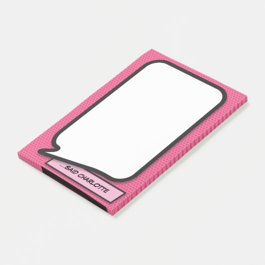 Pink Fun Moderne Personalisierte Sprechblase Post-it Klebezettel (angewinkelt)