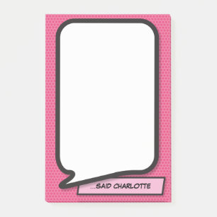 Pink Fun Moderne Personalisierte Sprechblase Post-it Klebezettel