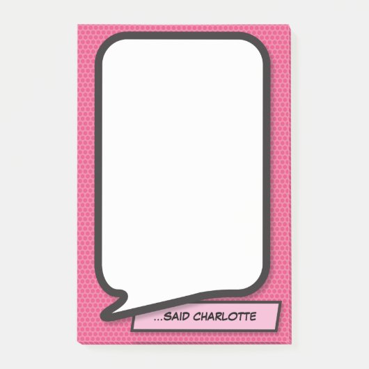 Pink Fun Moderne Personalisierte Sprechblase Post-it Klebezettel (Vorderseite)