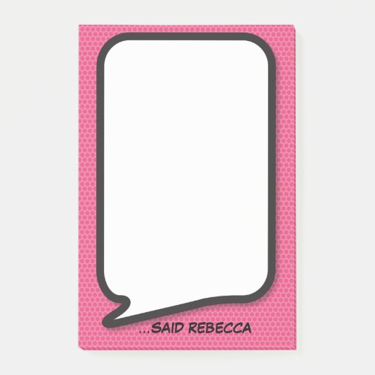 Pink Fun Personalisiertes Comic Buche Sprechblase Post-it Klebezettel (Vorderseite)