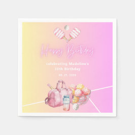 Pink Fun Pickleball 30. Geburtstag Party Serviette