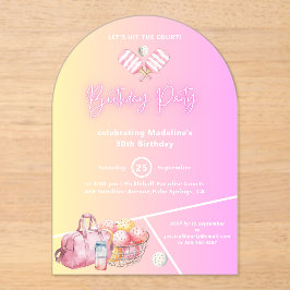 Pink Fun Pickleball 30. Geburtstagsfeier Party Ein Acryleinladungen