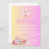 Pink Fun Pickleball Graduation Party Einladung (Vorne/Hinten)