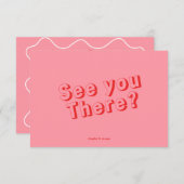 Pink Fun Retro Whimsical Minimalistisch Wedding RSVP Karte (Vorne/Hinten)