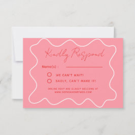 Pink Fun Retro Whimsical Minimalistisch Wedding RSVP Karte