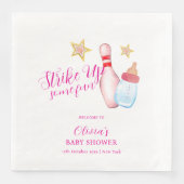 Pink Fun Strike Up Bowling Baby Shower Welcome Serviette (Vorderseite)