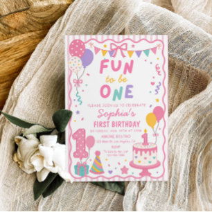 Pink Fun to Be One Geburtstagseinladung Einladung