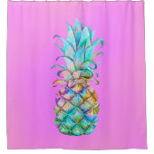 Pink Fun Tropical Pineapa Color Splash Duschvorhang (Vorderseite)