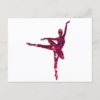 Pink Funkelnd Ballerina Postkarte
