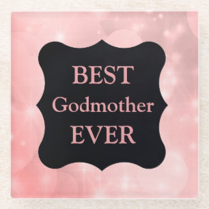Pink funkelnd Best Godmutter Ever! Design Glasuntersetzer
