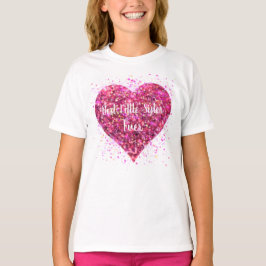 Pink funkelnde Glitzer Herz Kleine Schwester T-Shirt