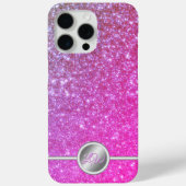 Pink funkelnde Glitzer-Monogramm-Telefonzelle Case-Mate iPhone Hülle (Rückseite)