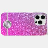 Pink funkelnde Glitzer-Monogramm-Telefonzelle Case-Mate iPhone Hülle (Rückseite (Horizontal))