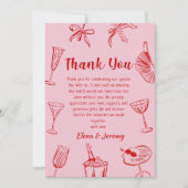 Pink Funky Hand Drawn Wedding Danke Karte (Vorderseite)