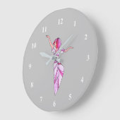 Pink funky tänzerin girl mit rosa haar große wanduhr (Winkel)