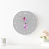 Pink funky tänzerin girl mit rosa haar große wanduhr (Zuhause)