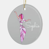 Pink funky tänzerin girl mit rosa haar keramik ornament (Links)