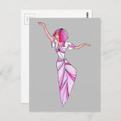 Pink funky tänzerin girl mit rosa haar postkarte (Vorne/Hinten)