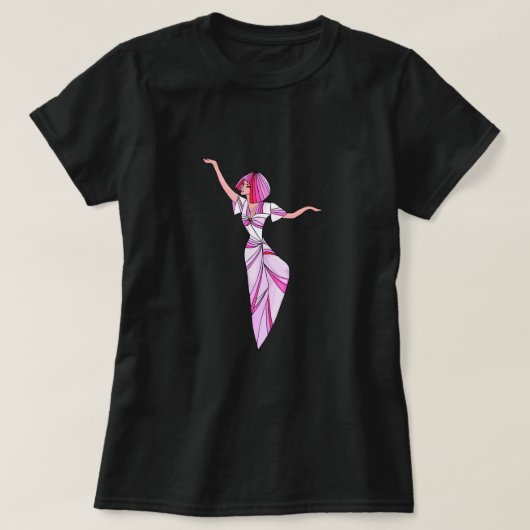 Pink funky tänzerin girl mit rosa haar T-Shirt (Design vorne)