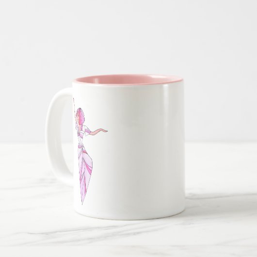 Pink funky tänzerin girl mit rosa haar zweifarbige tasse (Vorderseite Links)