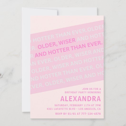 Pink Funny Calligraphy 86. Geburtstag Einladung (Vorderseite)