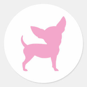 Pink Funny Chihuahua Runder Aufkleber