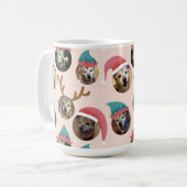 Pink Funny Christmas Hats Hund Foto Collage Kaffeetasse (Vorderseite Links)