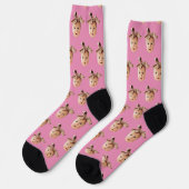 Pink Funny Custom Daughter Face Foto Crew Socken (Linkes Detail)
