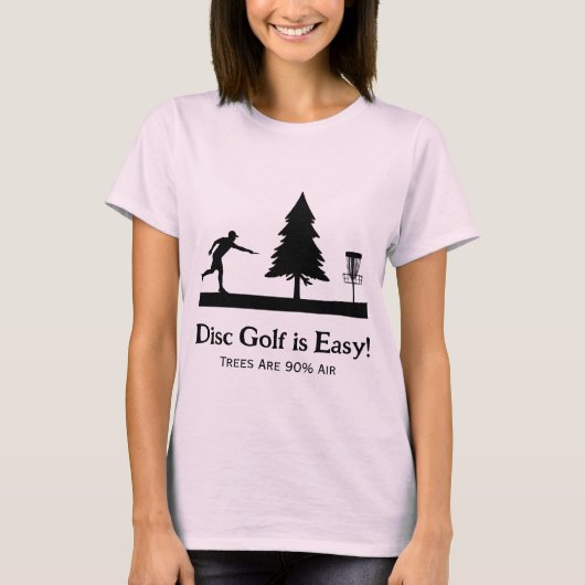 Pink Funny Disk Golf Putting mit Baumhemmnis T-Shirt (Vorderseite)