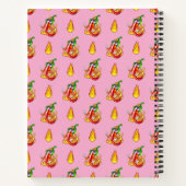 Pink Funny Firefighter Chili und Flammenmuster Notizblock (Rückseite)