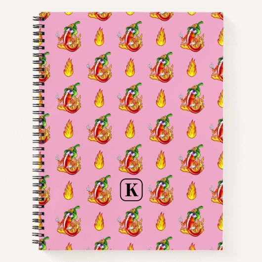Pink Funny Firefighter Chili und Flammenmuster Notizblock (Vorderseite)