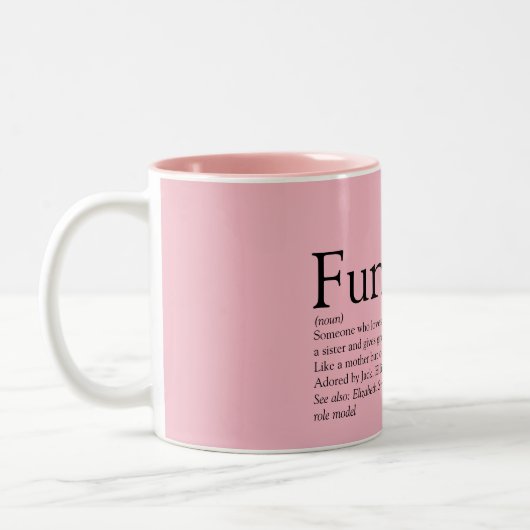Pink Funny Funtie Tante Tante Tante Definition Zwe Zweifarbige Tasse (Links)