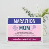 Pink Funny Marathon Mama Muttertag Karte (Stehend Vorderseite)