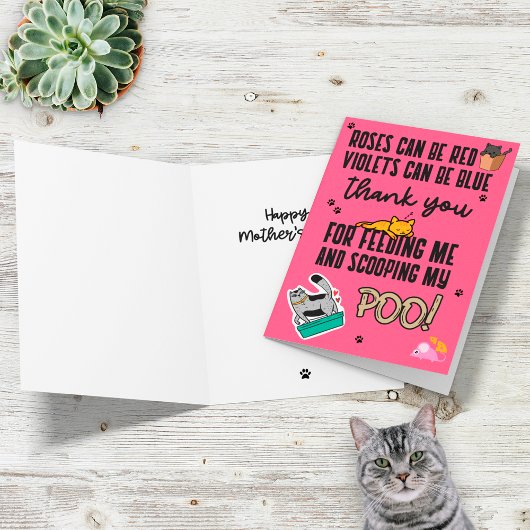 Pink Funny Niedlich Happy Mother Day From Cat Karte