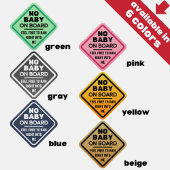 Pink Funny No Baby an Bord Erwachsene Kaution Stoß Aufkleber