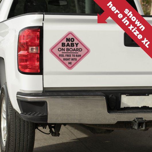 Pink Funny No Baby an Bord Erwachsene Kaution Stoß Aufkleber