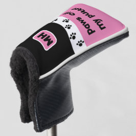 Pink Funny Paws off My Putter mit Initialen Golf Headcover