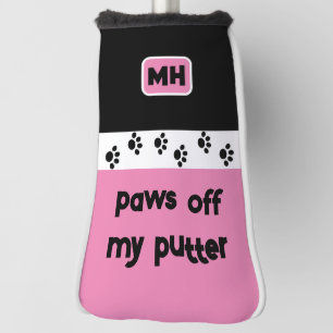 Pink Funny Paws off My Putter mit Initialen Golf Headcover
