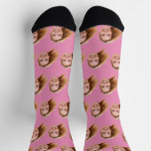 Pink Funny Personalisiert Face Foto Frauen Socken (Oben)