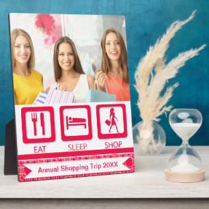 Pink Funny Shopaholic Eat Sleep Shop Award Fotoplatte