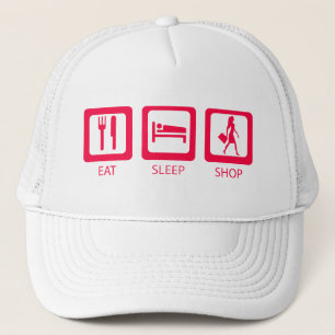 Pink Funny Shopaholic Eat Sleep Shop Award Truckerkappe