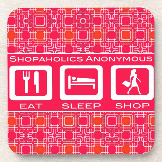 Pink Funny Shopaholic Eat Sleep Shop Award Untersetzer (Vorderseite)
